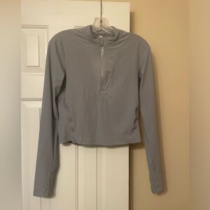 LULULEMON Gloss Trim Run 1/2 Zip Long Sleeve Gray Sz 8